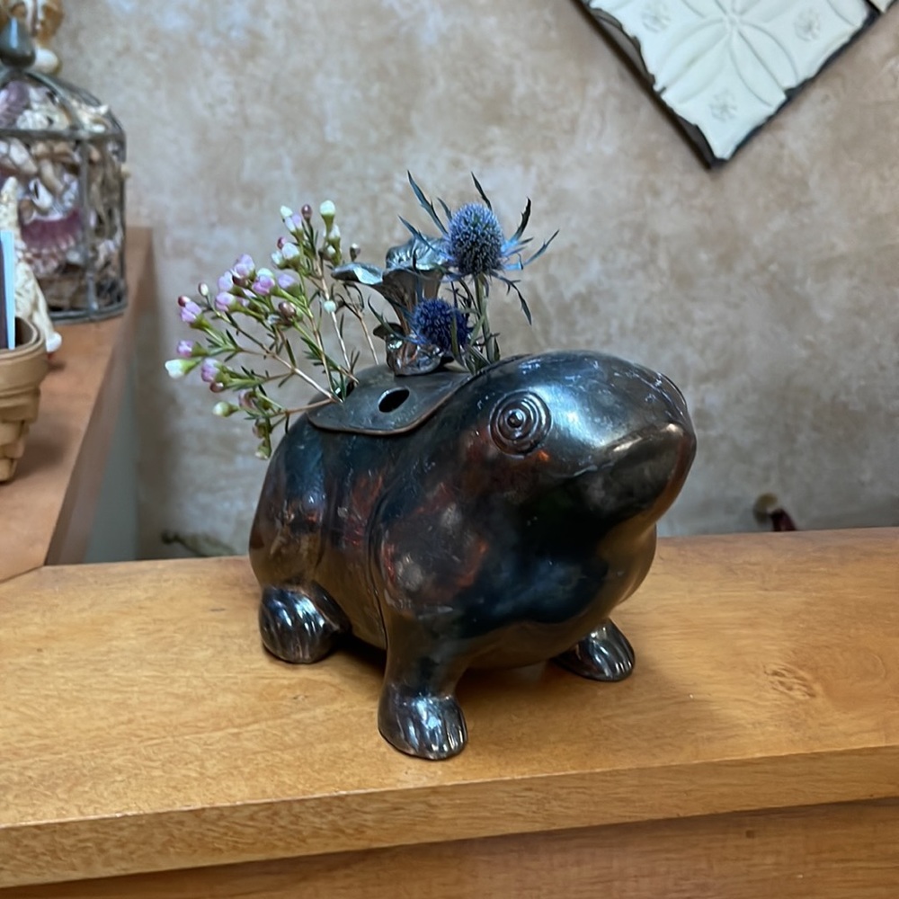 Vintage Silver Tone Frog Floral Frog - Picture 2 of 12